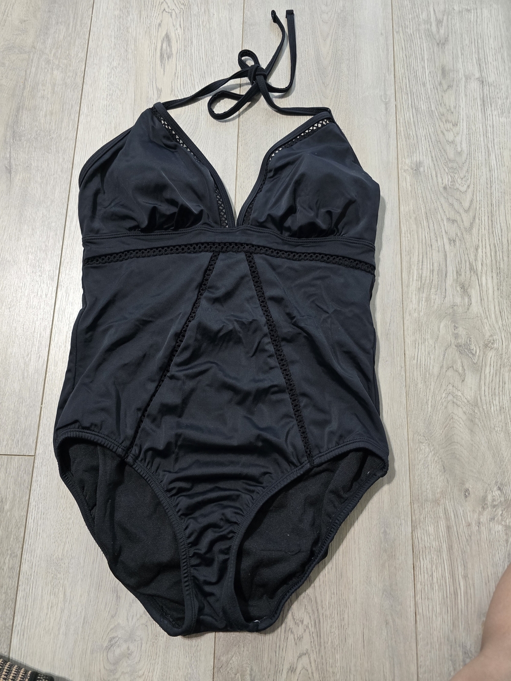 Time and Tru Black Halter One-Piece Swimsuit